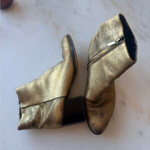 Sam Edelman Gold Leather Ankle Boots